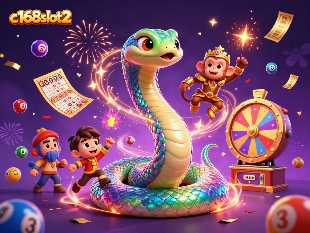 Experience winning moments with c168slot2 as a rainbow serpent and monkey king create a vibrant gaming scene.