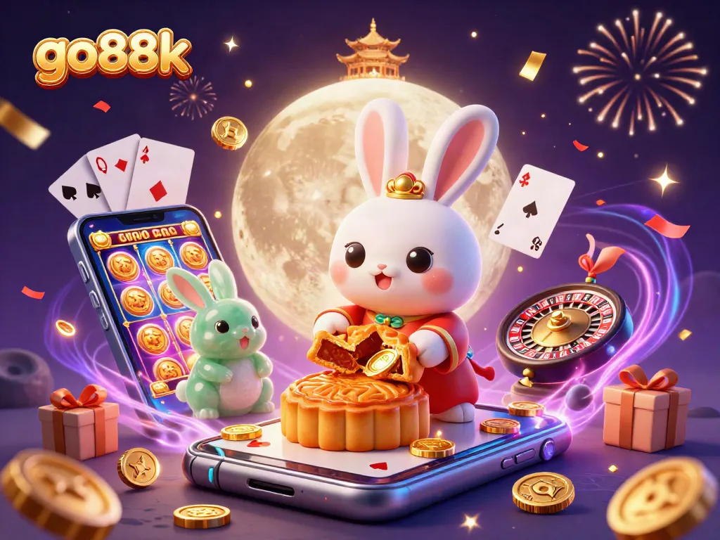 Engage with go88k through thrilling casino games revealed by a magical moon rabbit scene.