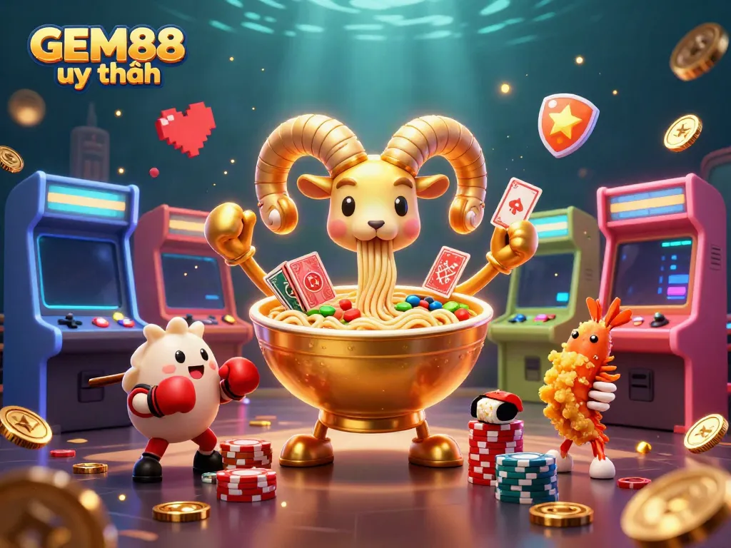 Experience the vibrant action of GEM88 uy tín with colorful characters playing casino games.