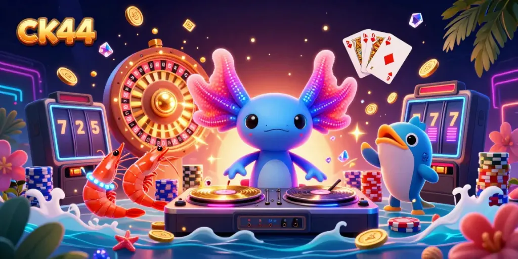 Experience thrilling wins with ck44 as vibrant characters and casino elements celebrate online gaming.