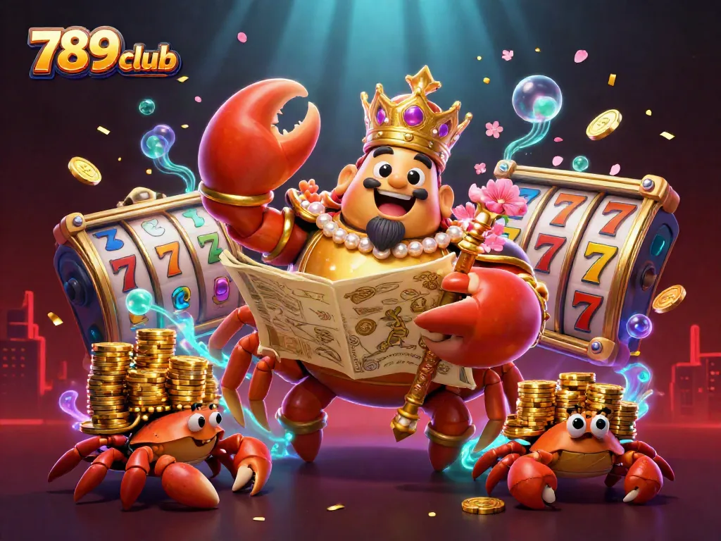 Experience thrilling gaming adventures at 789club with a vibrant crab emperor and treasure map.