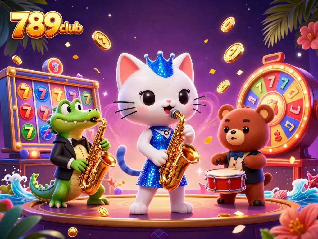 Engage with thrilling games at 789club's vibrant casino scene featuring lively characters.