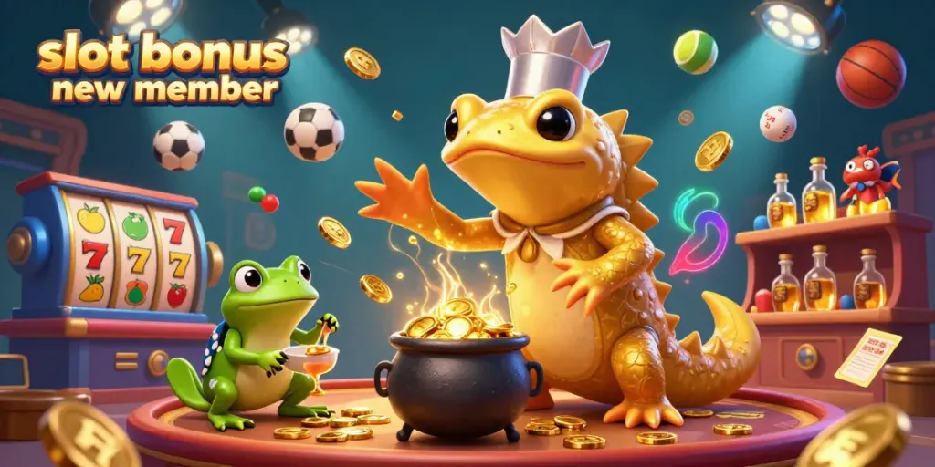 Experience the thrill of slot bonus new member promotions with dynamic characters and vibrant casino elements.