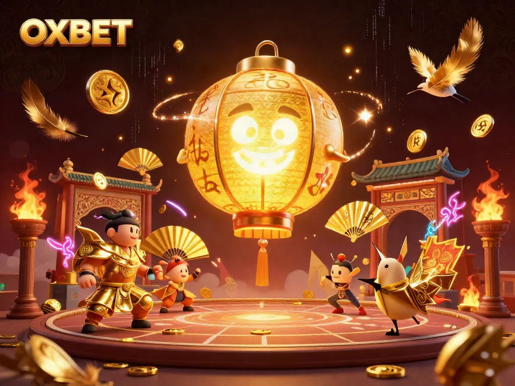 Bet on OXBET's vibrant casino scene featuring mythical characters and dynamic gaming elements.