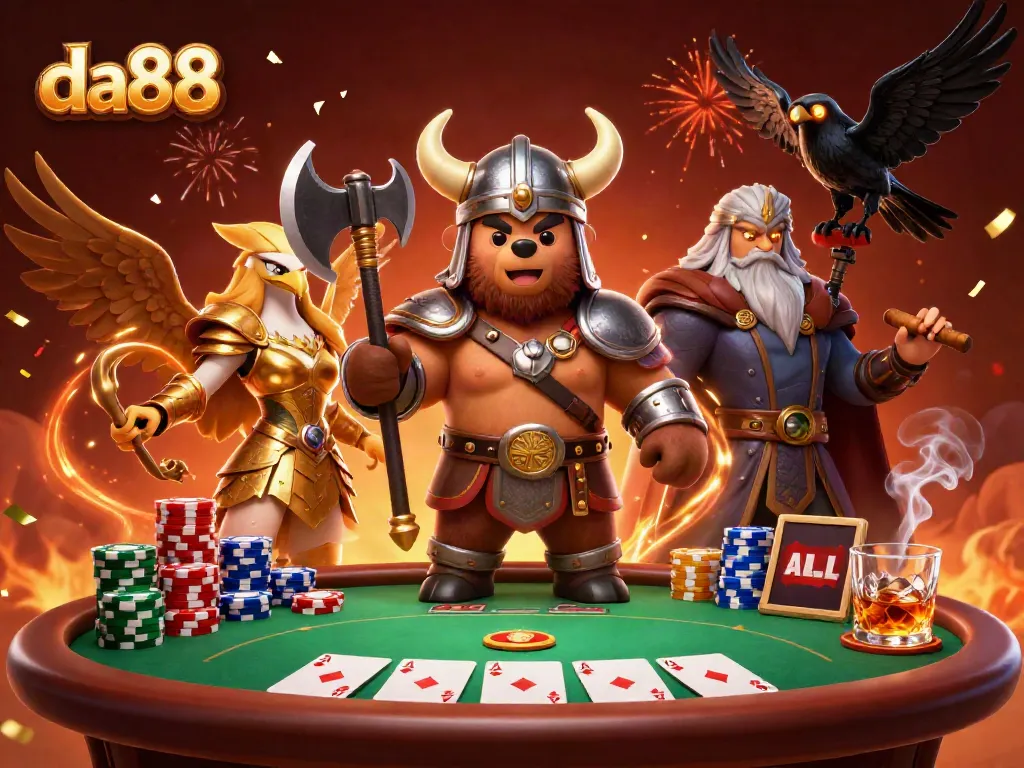 Join the adventure at da88 as the Viking bear and Valkyrie eagle hit the poker tables!