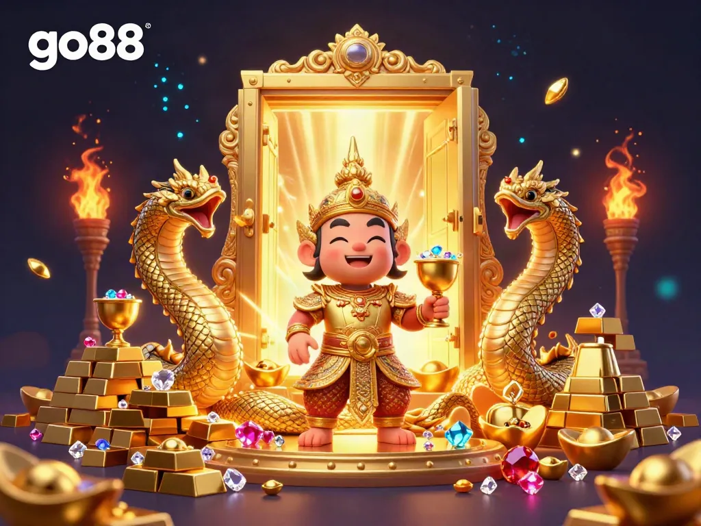Experience the excitement of go88 at a vibrant online casino scene with treasure and magical allure.