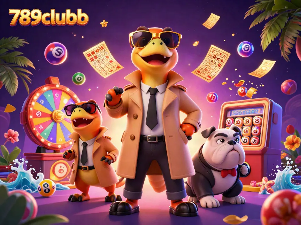 Experience the vibrant gaming atmosphere at 789clubb with cartoon raptors and dynamic prize elements.