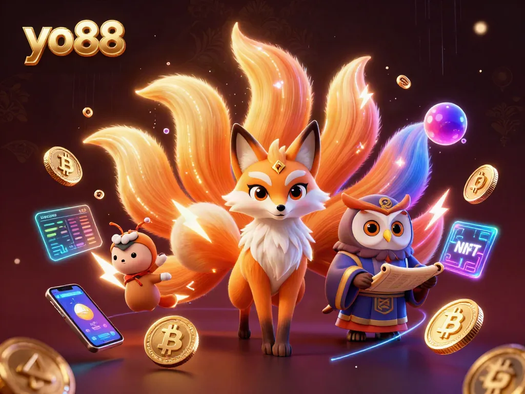 Experience dynamic gaming excitement with yo88 in this vibrant 3D scene featuring magical characters.