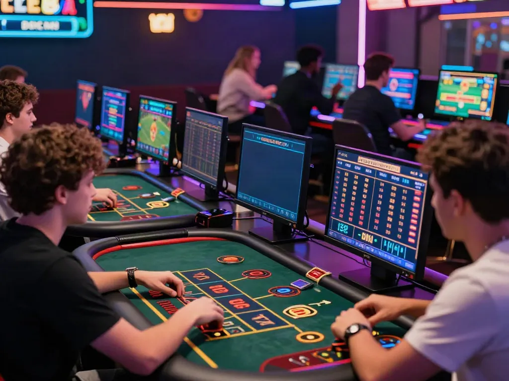 Exciting man88 online gaming scene with diverse players betting on sports and casino games.