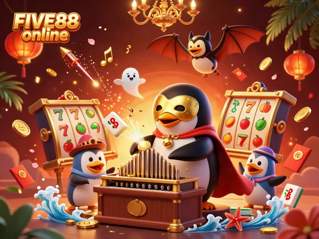 Experience thrilling gameplay with FIVE88 online, featuring a vibrant 3D casino scene full of excitement.