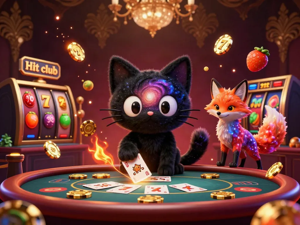 Experience the excitement at Hit club with our cosmic casino, featuring unique characters and vibrant game elements.