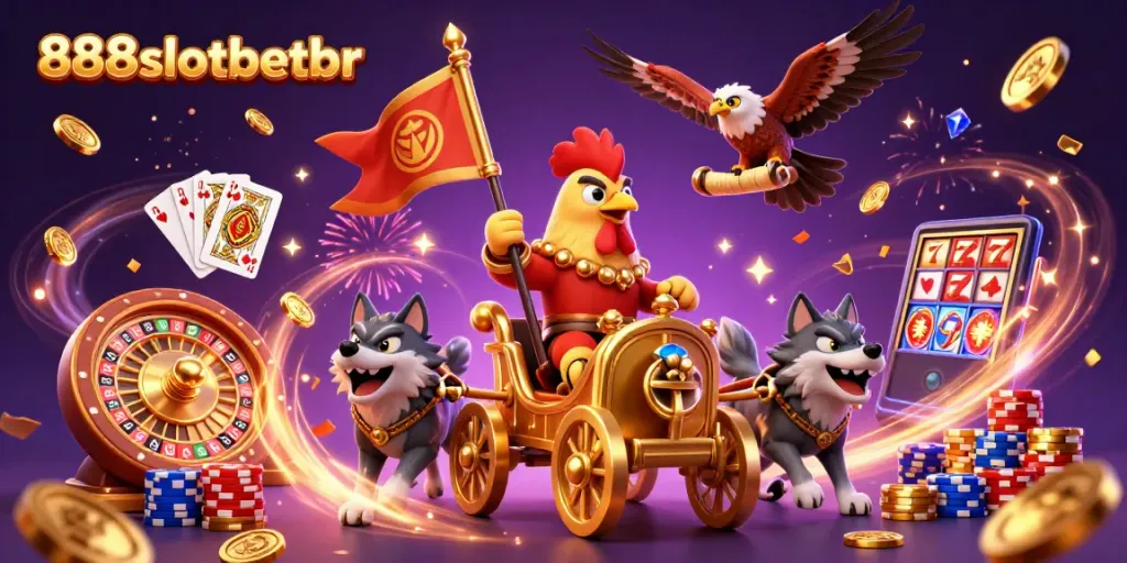 Experience thrilling adventures at 888slotbetbr's online casino with a rooster warlord commanding the game.