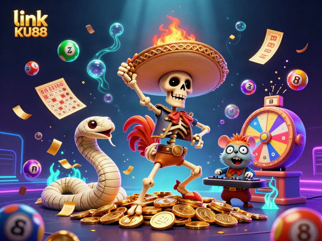 Experience the thrill of link KU88 with vibrant lottery scenes and dynamic characters