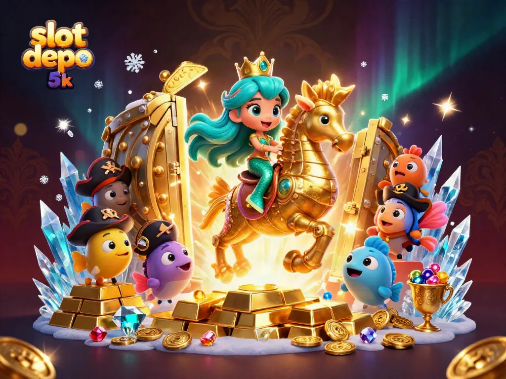 Experience the excitement of slot depo 5k with vibrant characters and rich treasure details in a stunning 3D illustration.